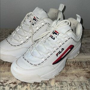Fila Classic White and Red Athletic Shoes